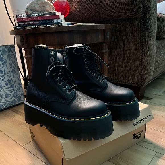 Martens Black Combat Boots with Chunky Platform